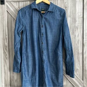 Roots Cotten Dark Wash Denim Button-Up Shirt Dress